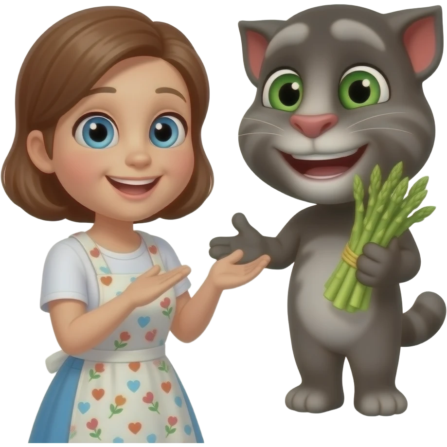 Mom Talking Tom and has Asparagus and asparagus okay brother Talking Tom emoji