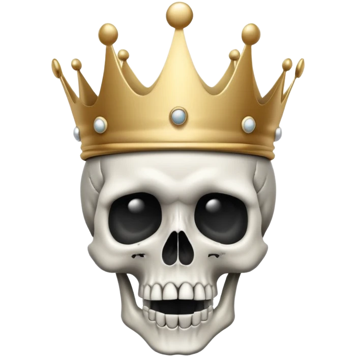 A shocked skull with a crown on top, both hands raised pressing on its head in disbelief, black and white emoji