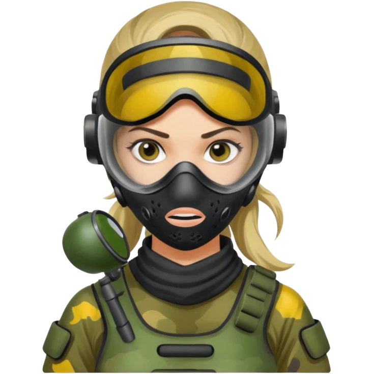 paintball player face girl emoji