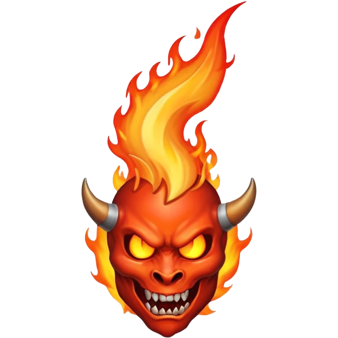 devil horn on fire logo emoji