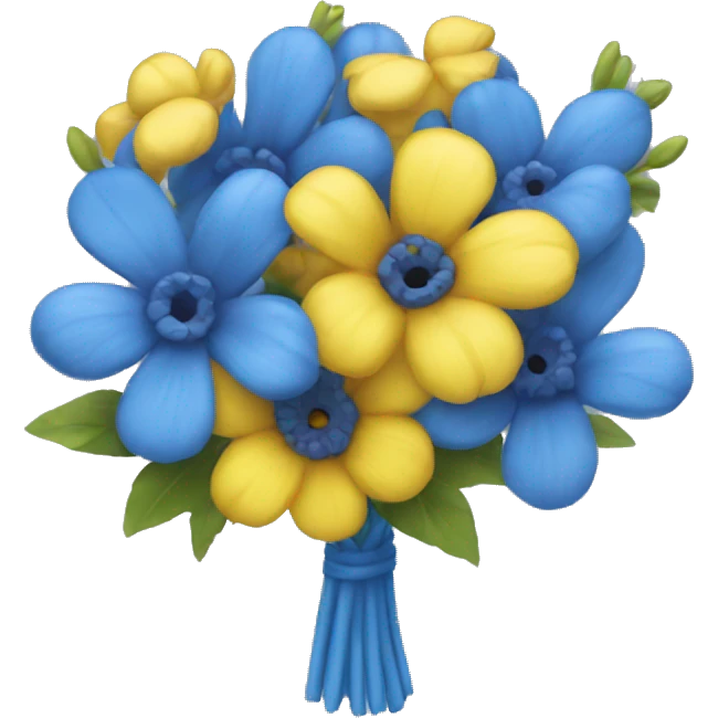 Blue and yellow bouquet emoji