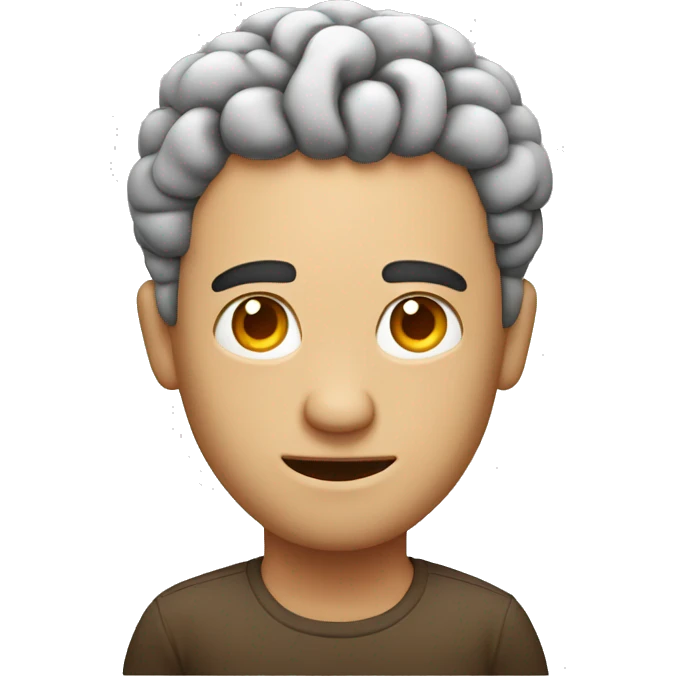 man with big brain and head emoji