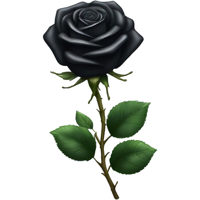 Black rose without any stems with crystals on the rose, petals emoji