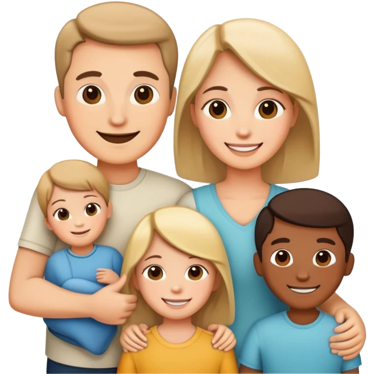 happy family with parents and children together emoji