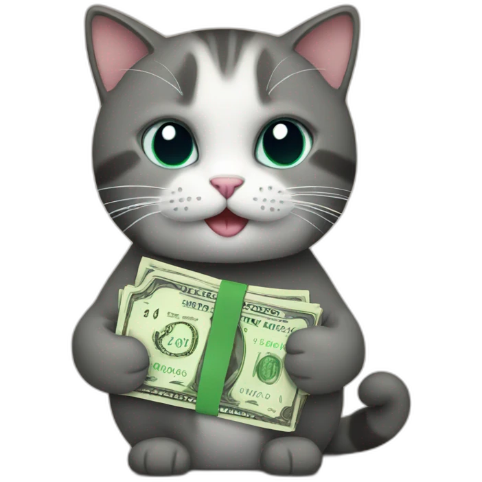 Cat holding money emoji