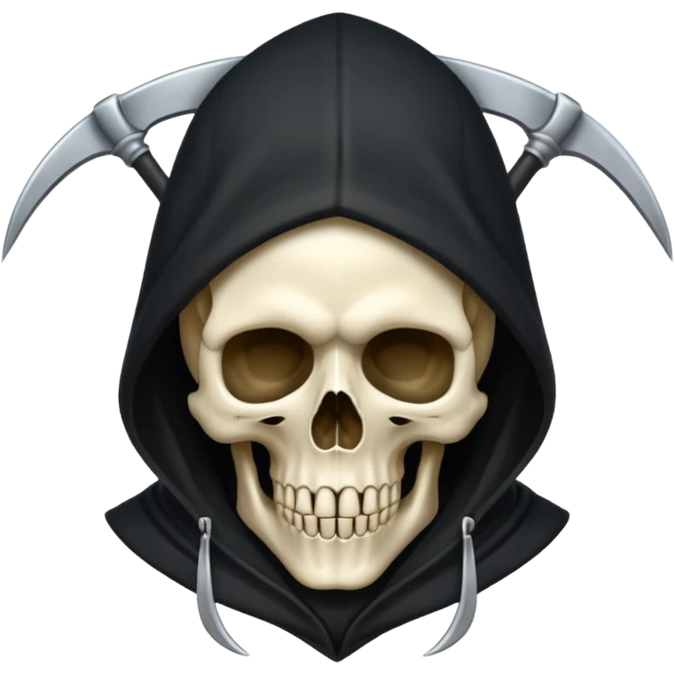 zoomed black hood skull scythe emoji