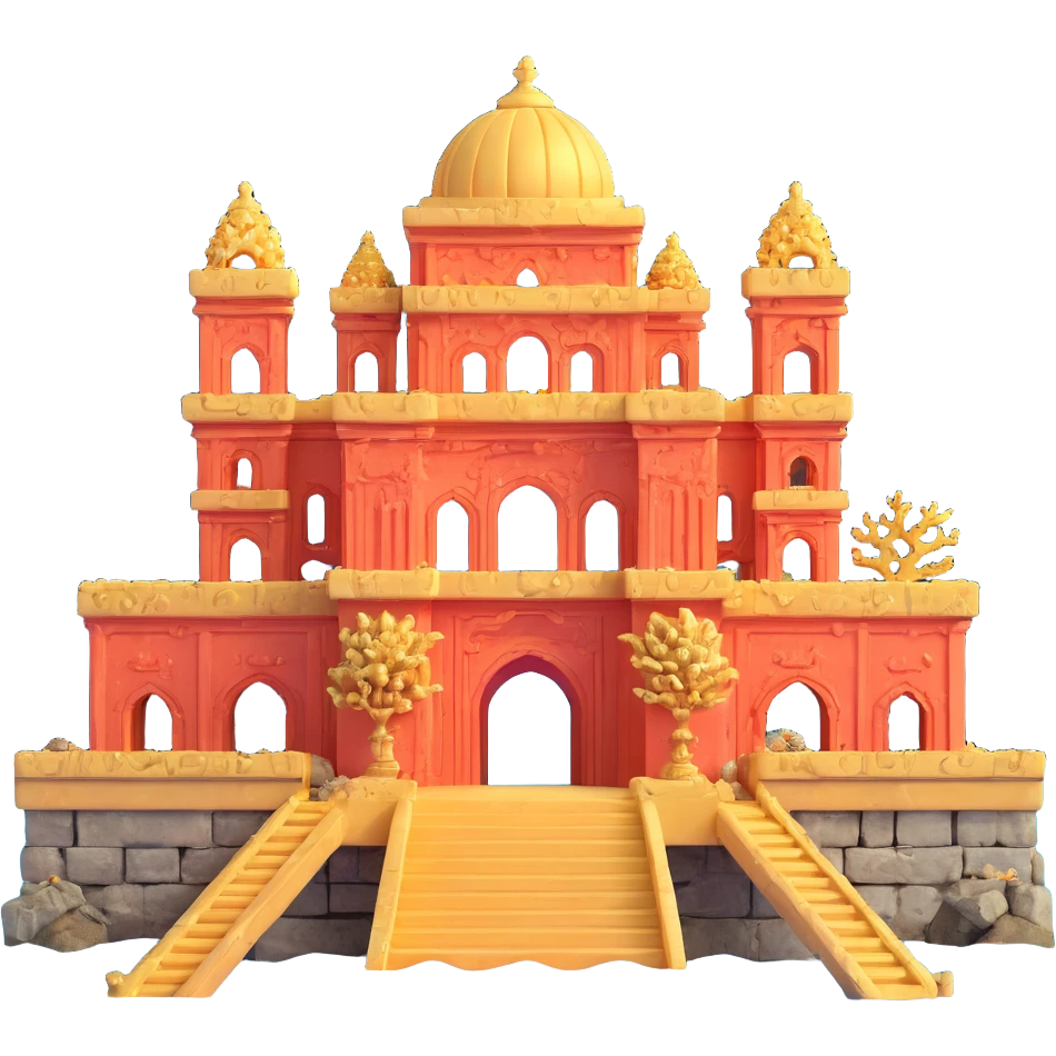 full ancient Anunnaki golden underwater palace, ornate architecture, encrusted with coral and barnacles emoji