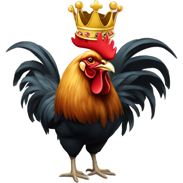 rooster with king's crown emoji