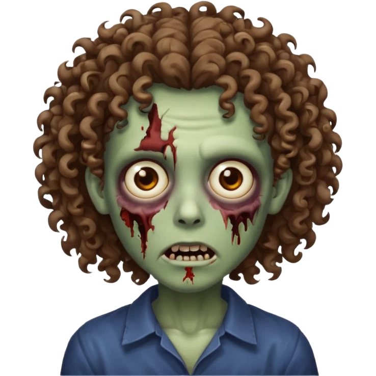 Zumbi de cabelo cacheado e olhos castanhos  emoji
