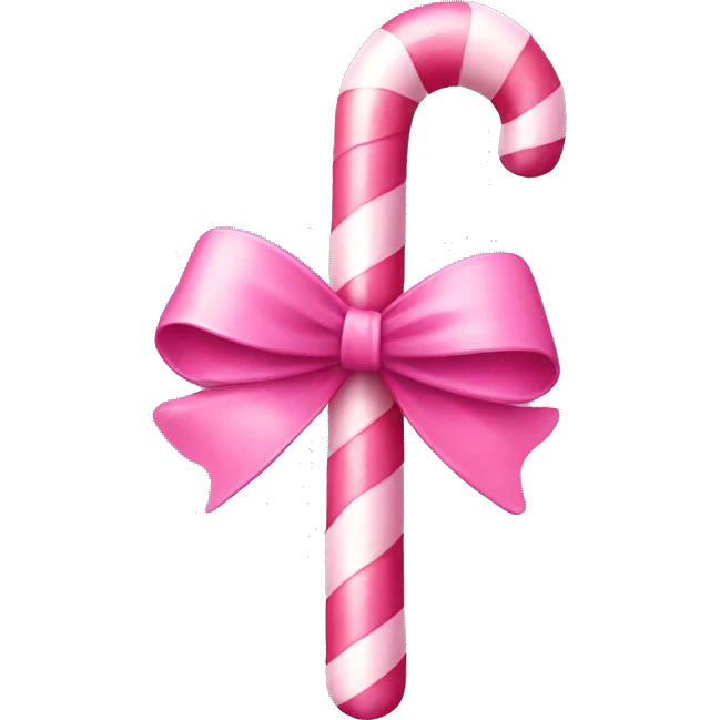 Pink candy cane with a pink bow  emoji