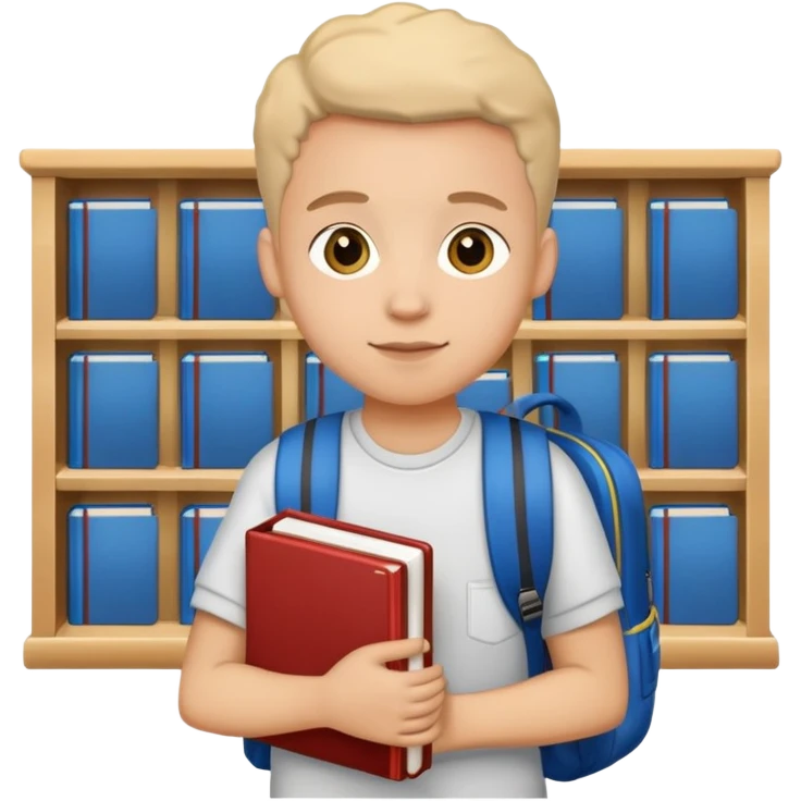 student attending school with backpack and books emoji