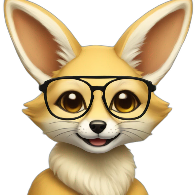 Anthro Fennec with glasses smiling emoji