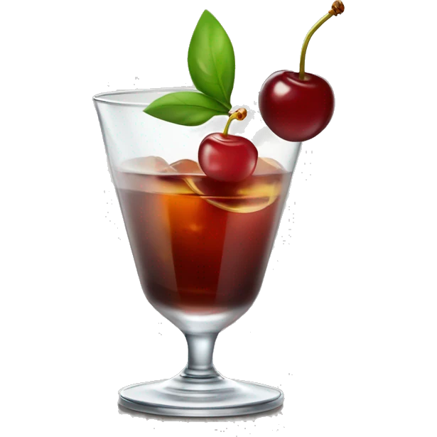 manhattan cocktail with a cherry in a pick place on the glass emoji