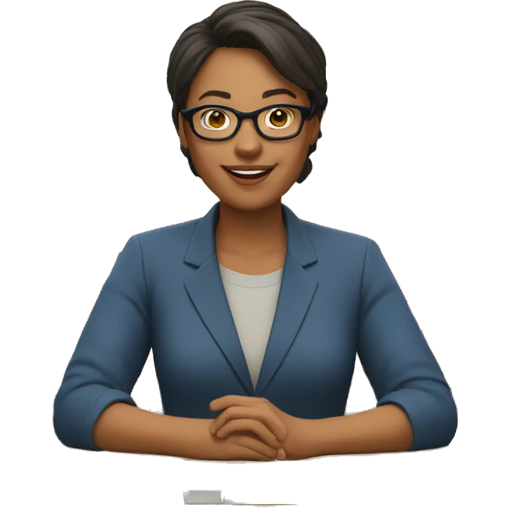 Teacher with glasses at desk emoji