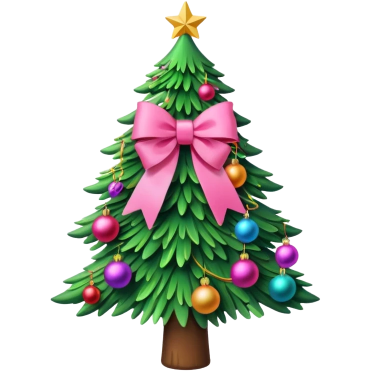 christmas tree with pink bow emoji