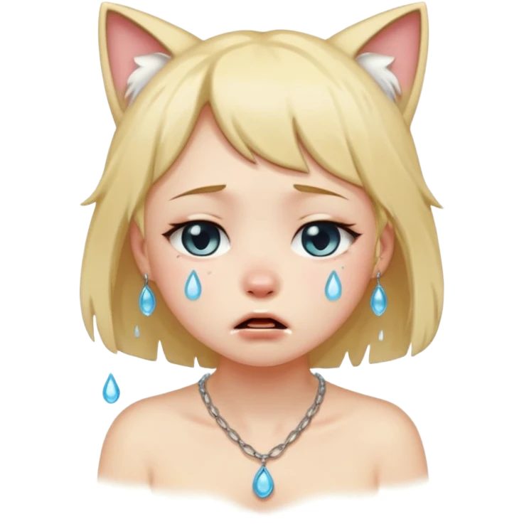 Neko girl. Crying because lost n emoji
