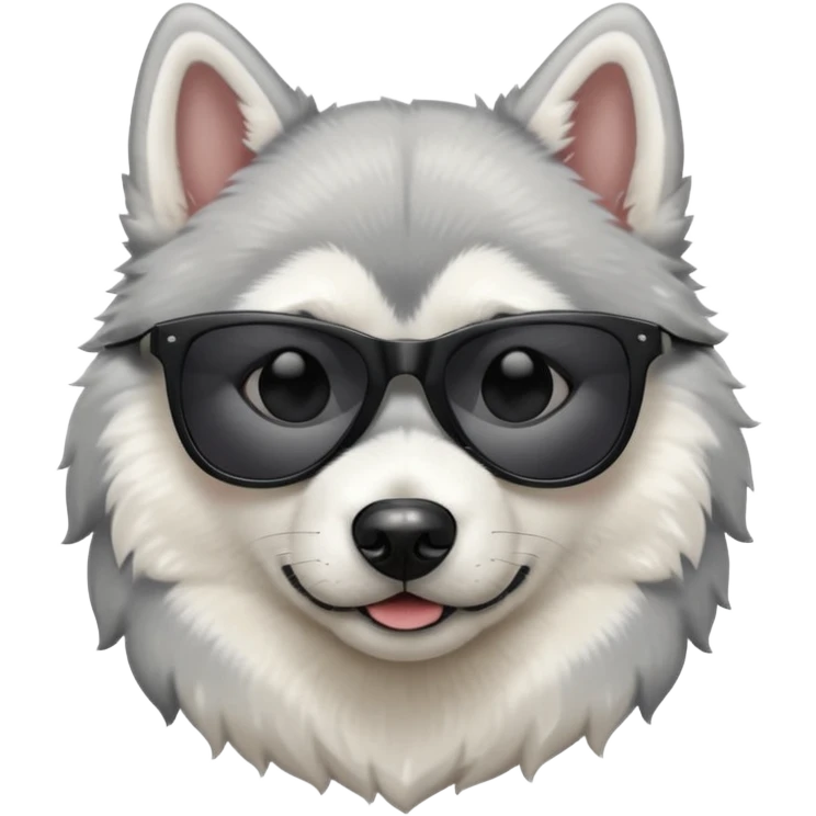 white/grey husky dog with black dark sunglasses emoji