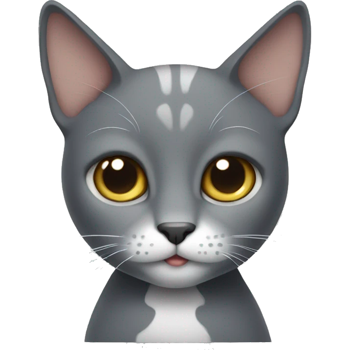Gray cat with a white spot on his chest  emoji