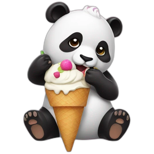 panda with ice cream emoji
