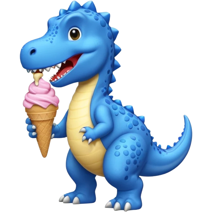 Blue dinosaur with ice cream  emoji