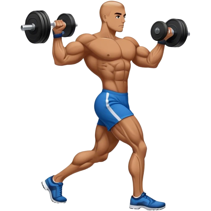 side-view bodybuilder dumbbell lunges emoji