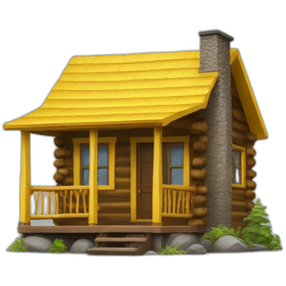 Cabin with yellow armchair on porch emoji