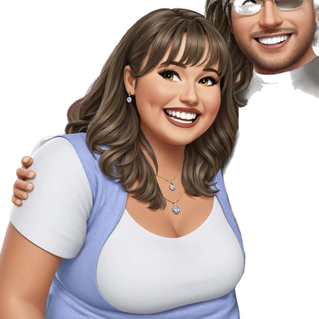 smiling couple indoors with jewelry emoji