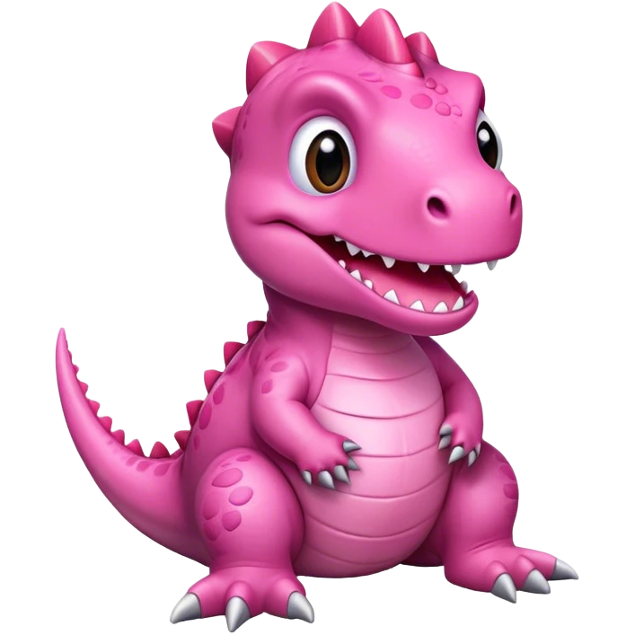 Cute dino in pink color sitting and smilling emoji