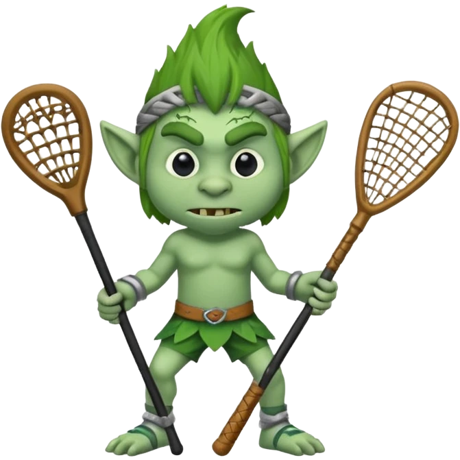 Troll holding lacrosse stick emoji