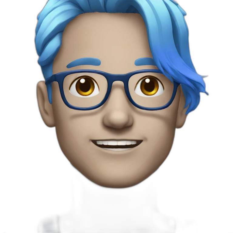 A person with blue hair and glasses emoji