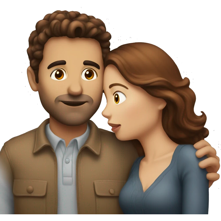 A brunette kissing a chestnut-haired man emoji