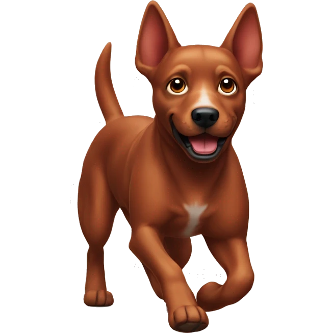 solid red dog with pointed ears running emoji