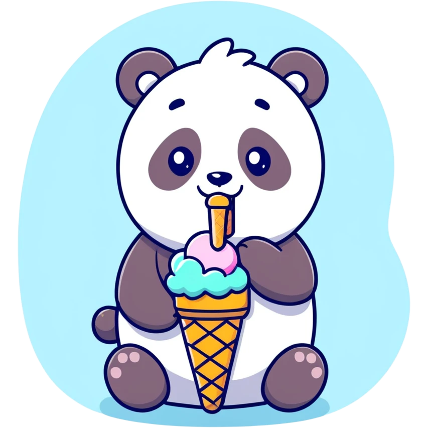 Panda eating ice cream emoji