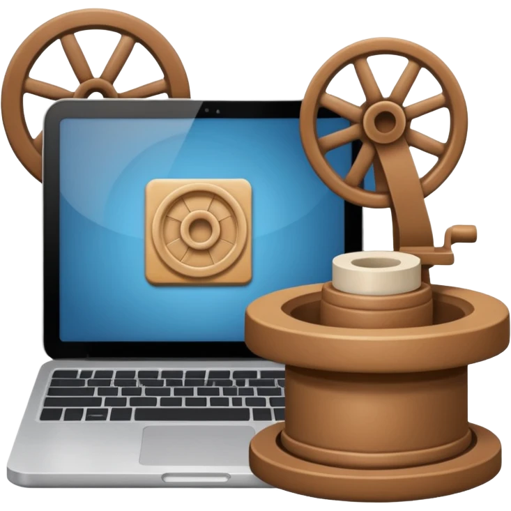 забрази асоціації: гончарство (вироби чашок та тарілок з глини, ІТ (ноутбук), фільми (кінострічка або камера) (в форматі емодзі-стікери)  emoji