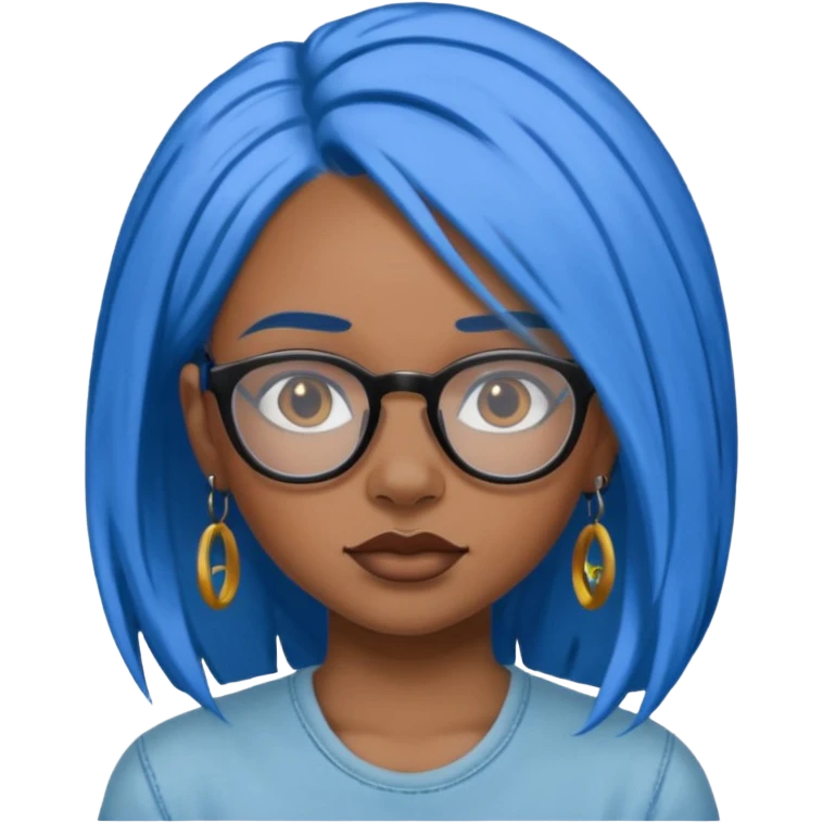 Tattooed & Blue Haired with glasse long hair black girl emoji