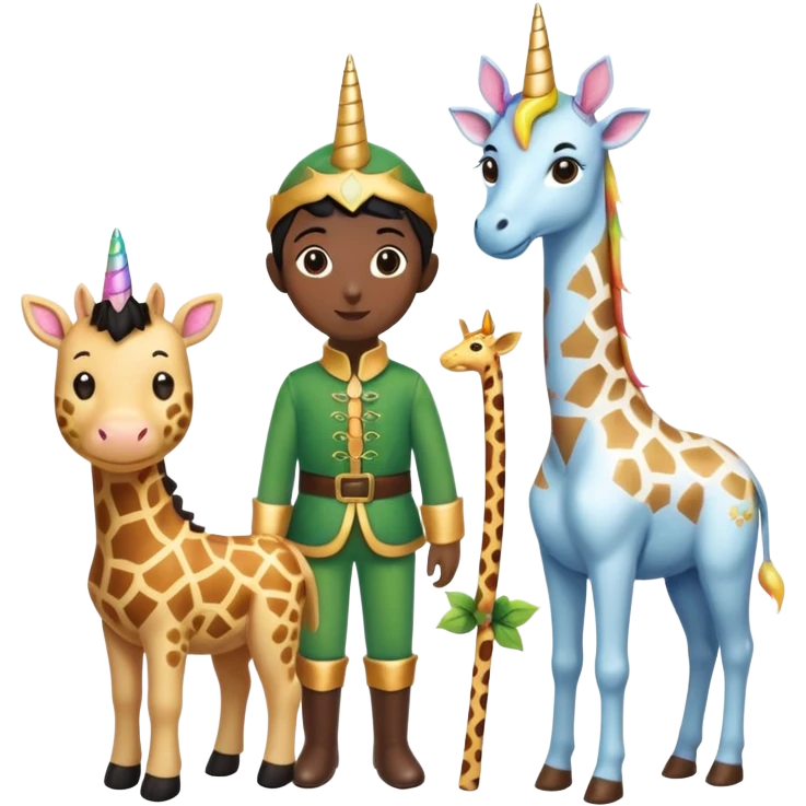 Black Labrador with uni corn elf on a shelf giraffe and a elf emoji
