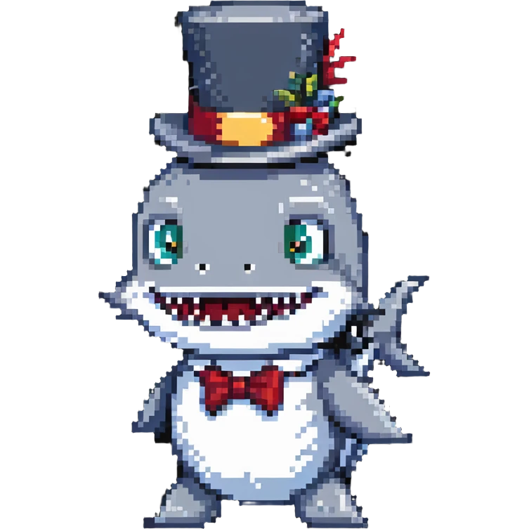 shark wearing a top hat emoji