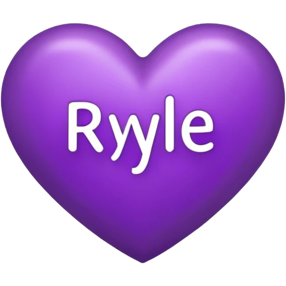 Purple heart with the letters Rylie in the middle  emoji
