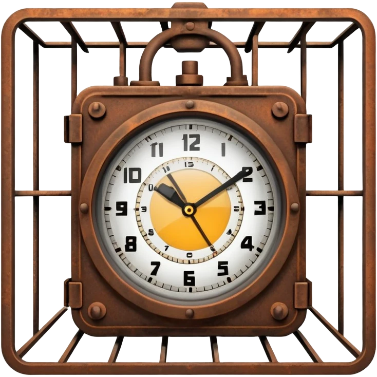 clock trapped inside a metal cage emoji