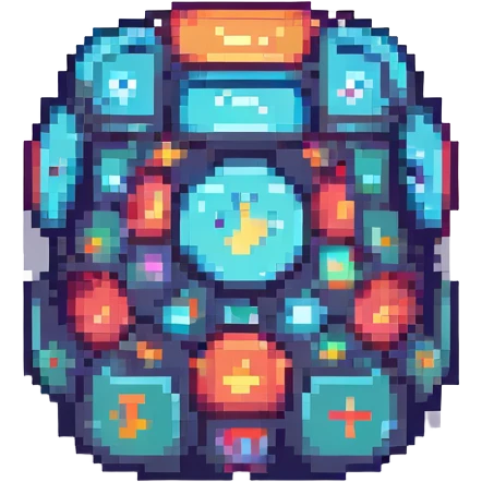 technology symbol, pixel art style, retro and blocky emoji