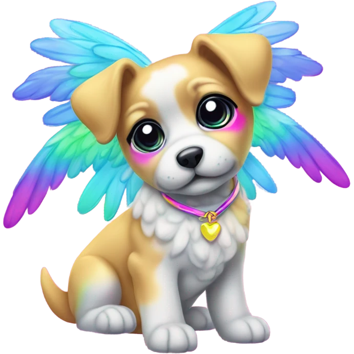 Lisa frank rainbow puppy with angel wings emoji