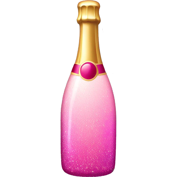 Pink ombré champagne bottle with bubbles and glitter  emoji