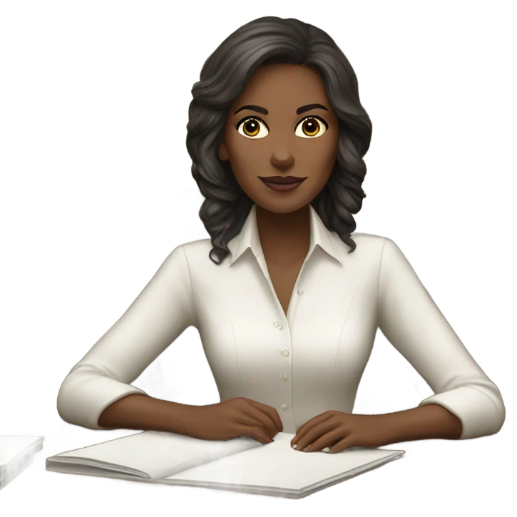 White Ralph lauren women working at desk emoji