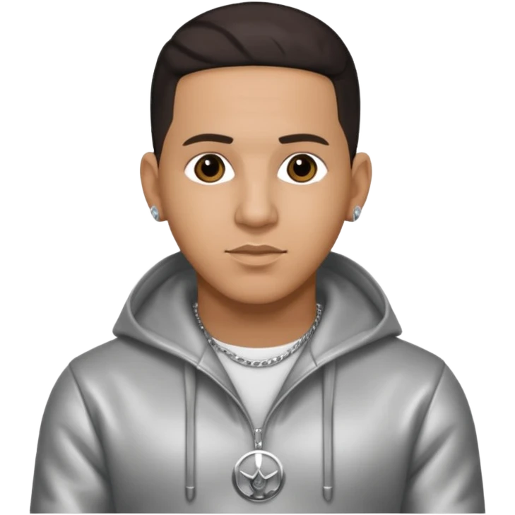 Daddy Yankee with dark brown hair, silver outfit emoji
