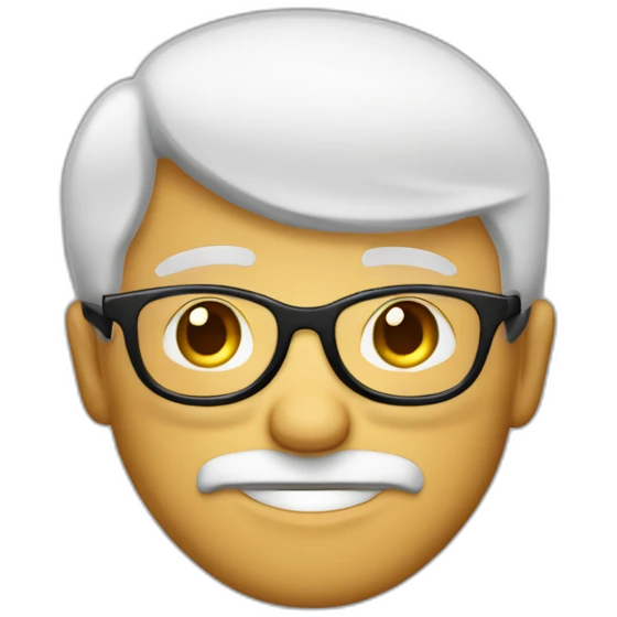 Viel homme mi-chauve cheveux courts blancs, avec lunettes rondes emoji