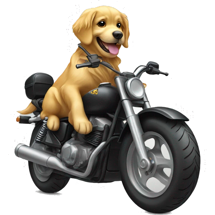 Golden retriever riding a motorcycle  emoji