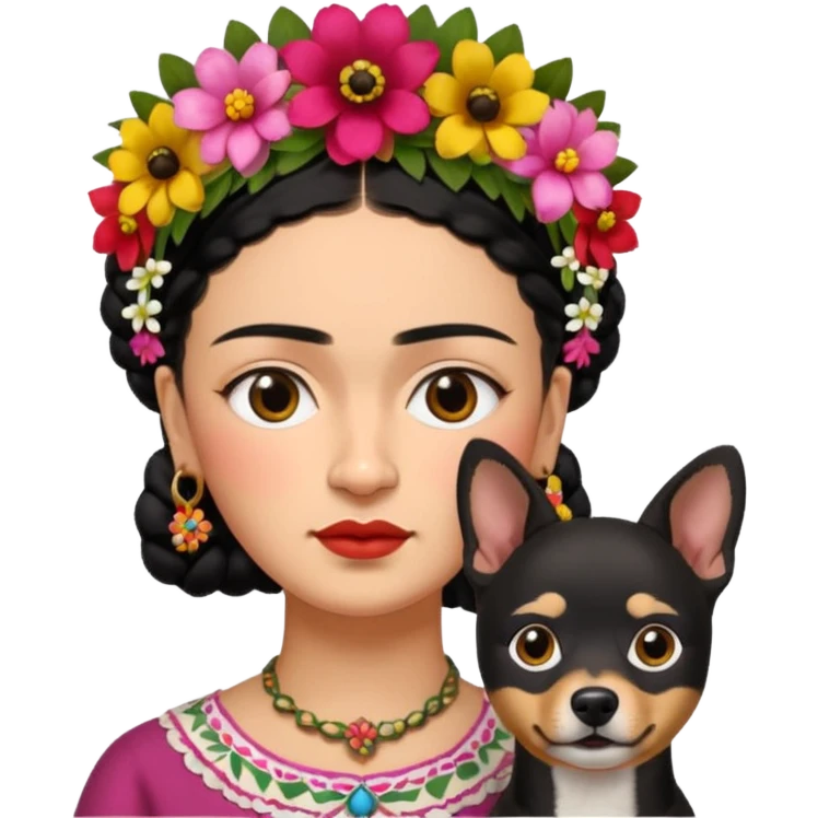 Frida Kahlo with dog emoji