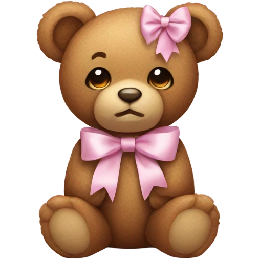 teddy bear with pastel pink bow emoji