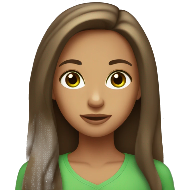 tan girl with long brown hair green eyes emoji