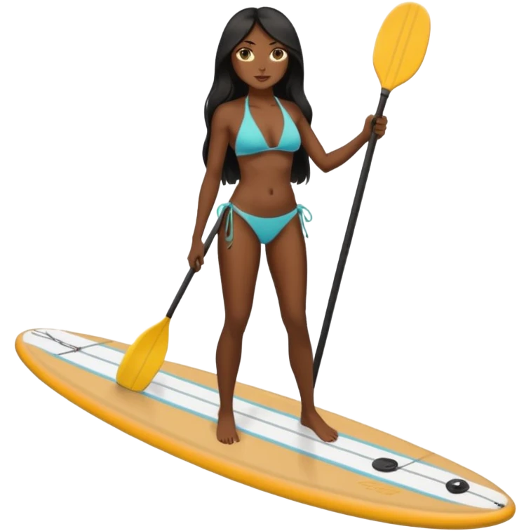 Dark long haired women in bikini on Standing paddle board emoji